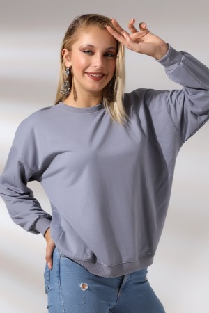20814 KADIN OVERSİZE 2İP SALAŞ GENİŞ SWETSHIRT