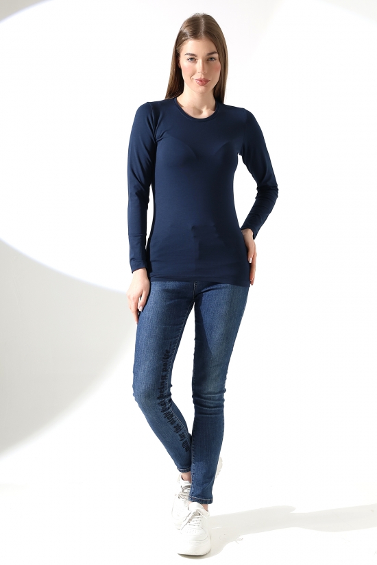 19646 KADIN UZUN KOL BİSİKLET YAKA BADY 