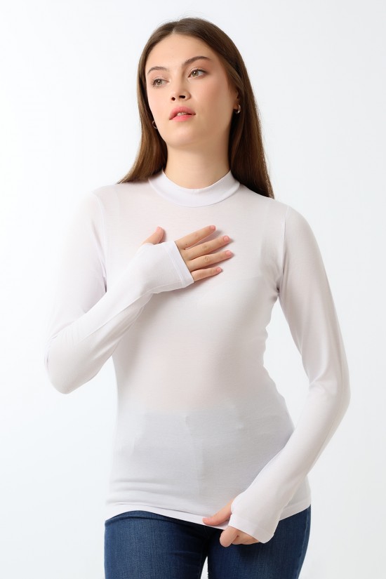 21756 KADIN YARIM BALIKÇI UZUN KOLU PARMAK GEÇMELİ BLUZ 21756 KADIN YARIM BALIKÇI UZUN KOLU PARMAK GEÇMELİ BLUZ