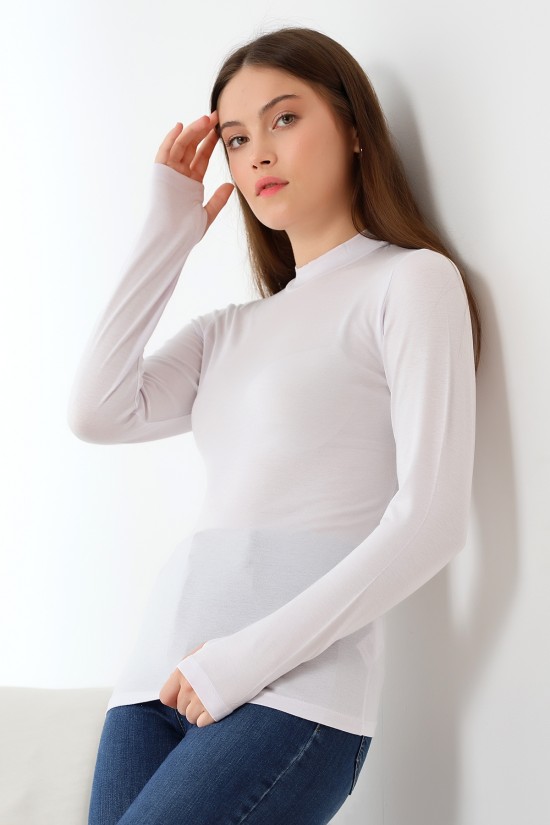 21756 KADIN YARIM BALIKÇI UZUN KOLU PARMAK GEÇMELİ BLUZ 21756 KADIN YARIM BALIKÇI UZUN KOLU PARMAK GEÇMELİ BLUZ