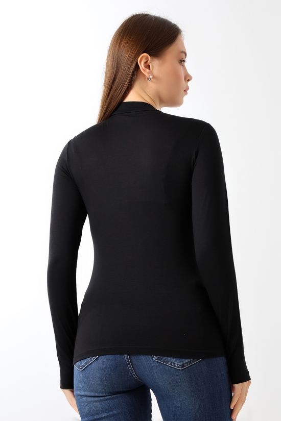 21756 KADIN YARIM BALIKÇI UZUN KOLU PARMAK GEÇMELİ  BLUZ 