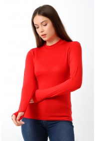 21756 KADIN YARIM BALIKÇI UZUN KOLU PARMAK GEÇMELİ  BLUZ 