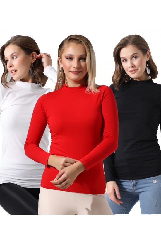 39939 - 3LÜ PAKET BAYAN UZUN KOL YARIM BALIKCI YAKA BADY 39939 - 3LÜ PAKET BAYAN UZUN KOL YARIM BALIKCI YAKA BADY