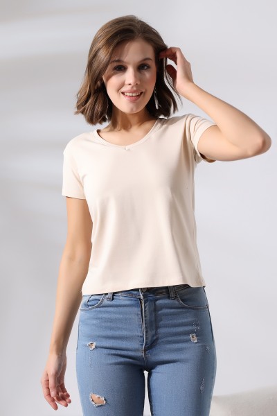 21043 KADIN KISA KOL V YAKA BADY 