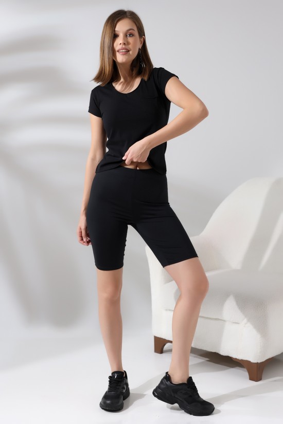 21065 BAYAN KISA KOL CEPLİ LYC PİS V YAKA BADY 