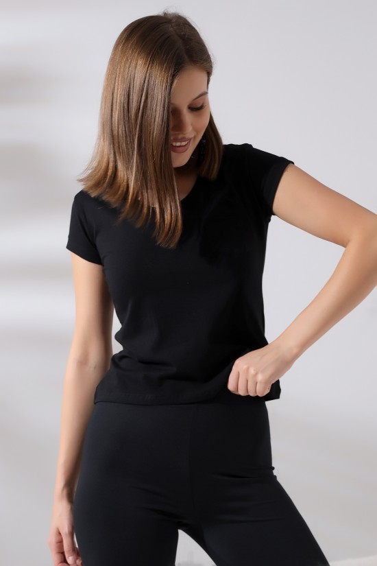 21065 BAYAN KISA KOL CEPLİ LYC PİS V YAKA BADY 