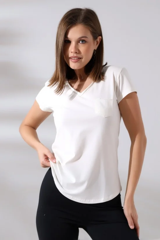 21065 KADIN KISA KOL CEPLİ LYC PİS V YAKA BADY 