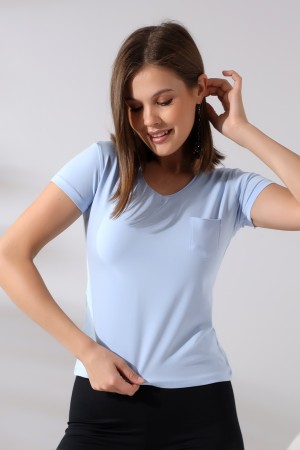 21065 KADIN KISA KOL CEPLİ LYC PİS V YAKA BADY 