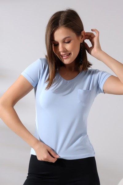 21065 KADIN KISA KOL CEPLİ LYC PİS V YAKA BADY 