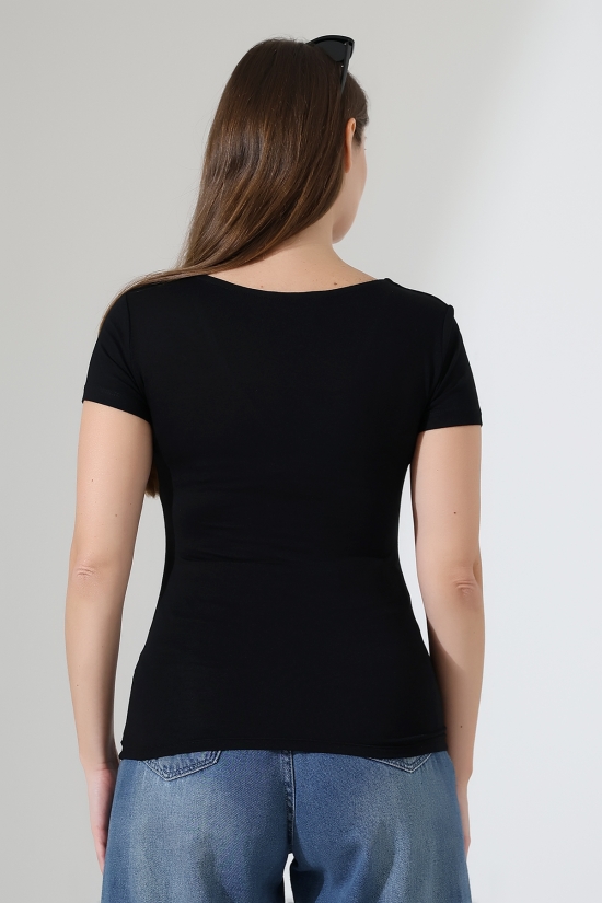 22175 KADIN TULUM V YAKA FULL LYC VORTVİSK KISA KOL TSHIRT 