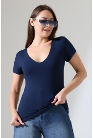 22175 KADIN TULUM V YAKA FULL LYC VORTVİSK KISA KOL TSHIRT 