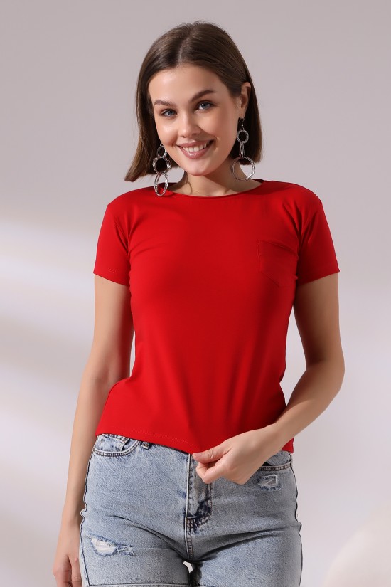 21066 BAYAN KISA KOL CEPLİ LYC PİS BİSİKLET YAKA BADY 