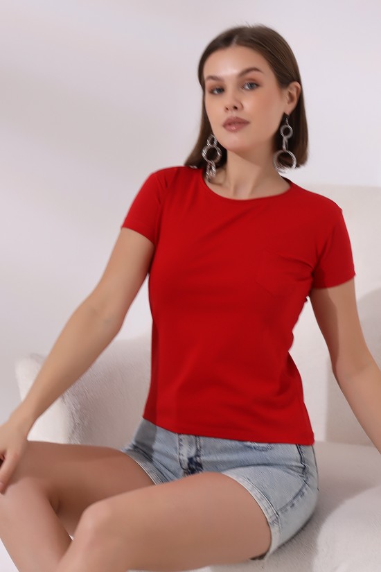 21066 BAYAN KISA KOL CEPLİ LYC PİS BİSİKLET YAKA BADY 