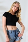21750  KADIN KISA KOL TEM.BİYEYELİ  BİSİKLET YAKA CROP BADY 