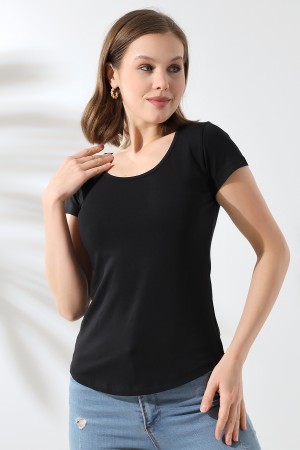 21218 KADIN KISA KOL ARKASI ÇAPRAZ BİYELİ U YAKA BADY 