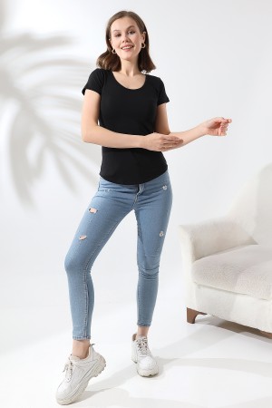 21218 KADIN KISA KOL ARKASI ÇAPRAZ BİYELİ U YAKA BADY 21218 KADIN KISA KOL ARKASI ÇAPRAZ BİYELİ U YAKA BADY