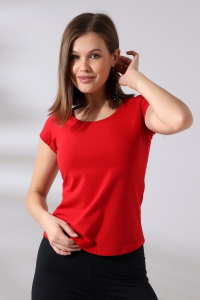 21218 KADIN KISA KOL ARKASI ÇAPRAZ BİYELİ U YAKA BADY 