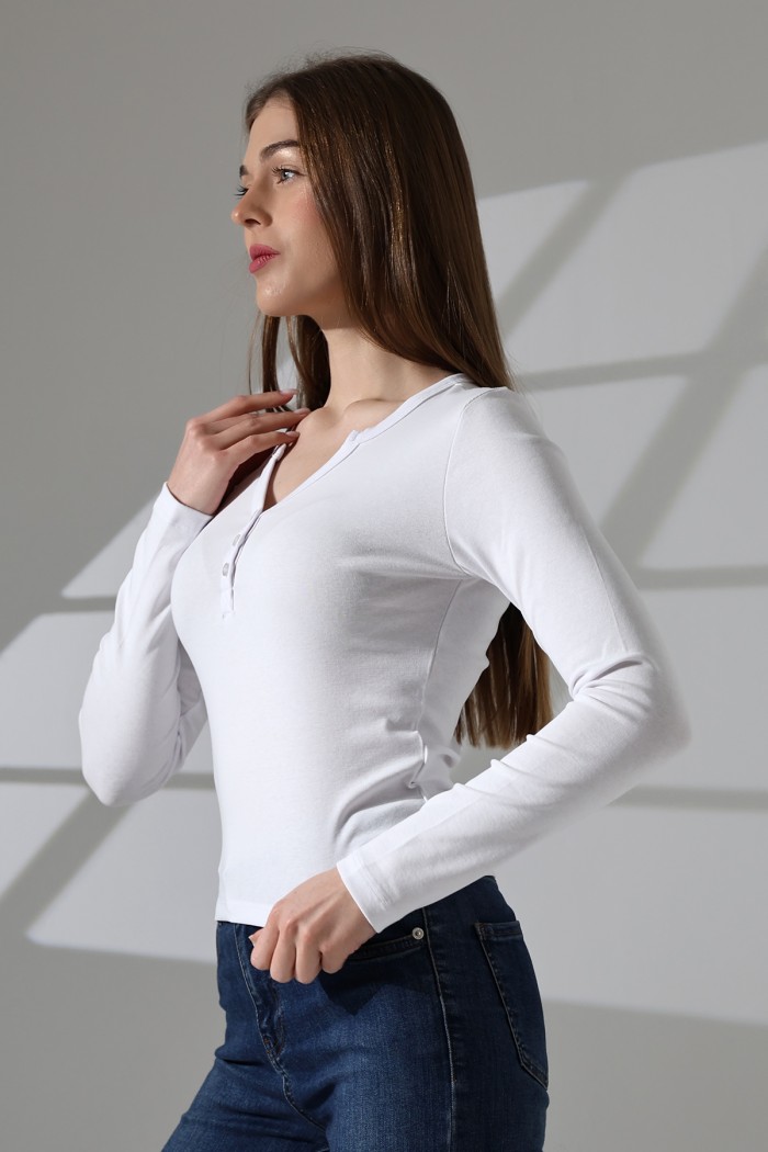 21926 KADIN FULL LYC KOMPAKT PENYE RİB UZUN KOL AÇIK PATLI DÜĞMELİ TSHIRT 21926 KADIN FULL LYC KOMPAKT PENYE RİB UZUN KOL AÇIK PATLI DÜĞMELİ TSHIRT