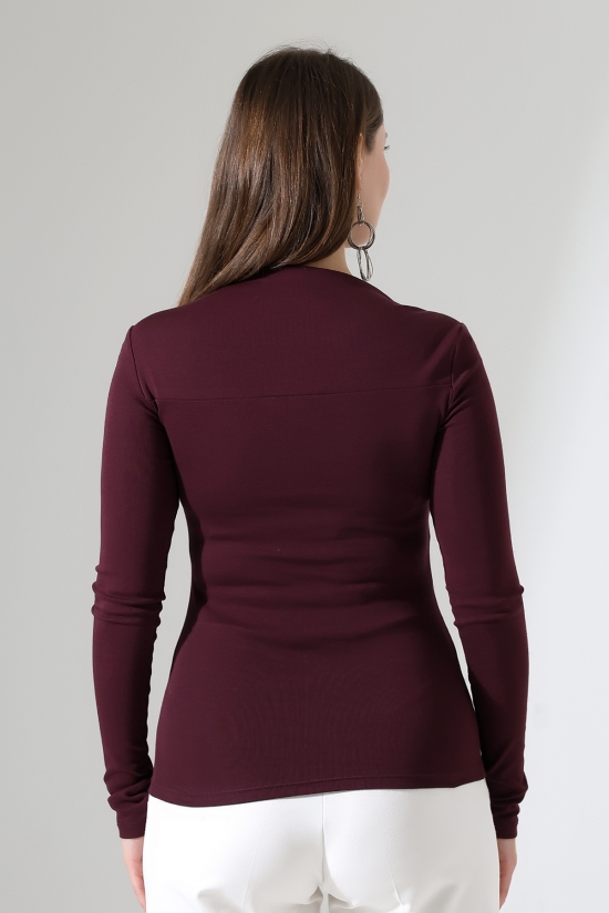 22200 KADIN TULUM KARE ÜÇGEN YAKA FULL LYC COMP PENYE RİB UZUN KOL TSHIRT