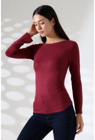 21951 KADIN KAYIK YAKA YANLARI LAST BÜZGÜLÜ FULL LYC VORTVİSK RİBANA UZUN KOL TSHIRT 