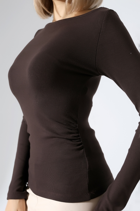 21951 KADIN KAYIK YAKA YANLARI LAST BÜZGÜLÜ FULL LYC VORTVİSK RİBANA UZUN KOL TSHIRT 