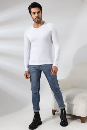 19648 ERKEK SLİM FIT UZUN KOL V YAKA BADY 