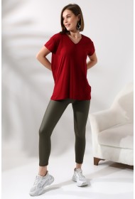 19410 KADIN KISA KOL SALAŞ V YAKA VSK TSHIRT