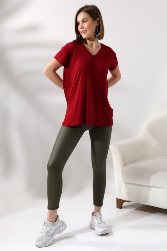 19410 KADIN KISA KOL SALAŞ V YAKA VSK TSHIRT