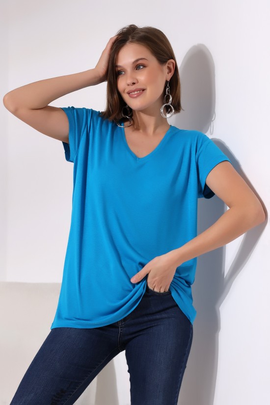 19410 KADIN KISA KOL SALAŞ V YAKA VSK TSHIRT