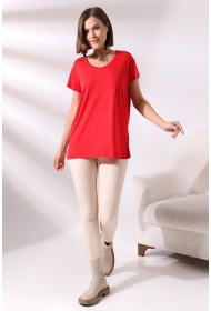 19410 KADIN KISA KOL SALAŞ V YAKA VSK TSHIRT