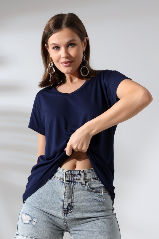 19410 BAYAN KISA KOL SALAŞ V YAKA VSK TSHIRT