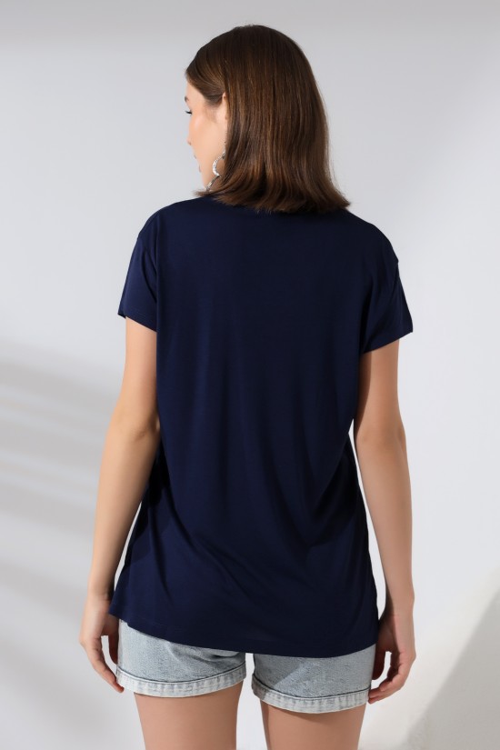19410 BAYAN KISA KOL SALAŞ V YAKA VSK TSHIRT