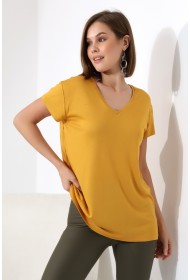 19410 KADIN KISA KOL SALAŞ V YAKA VSK TSHIRT