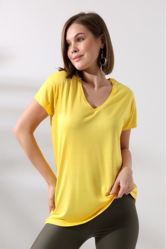 19410 KADIN KISA KOL SALAŞ V YAKA VSK TSHIRT