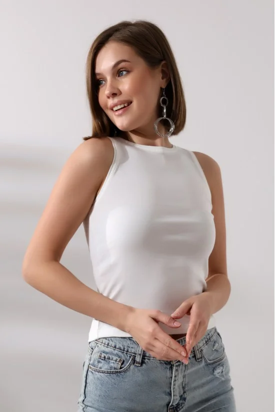 21561  BAYAN KOLSUZ LİKRASIZ RİB PAMUKLU KOLSUZ ATLET 