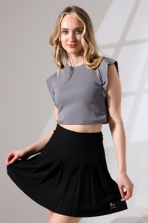 21670  KADIN KOLSUZ DİK OMUZ KOL EVİ İÇ KAPAK FULL LYC COM.PENYE RİBANA CROP TSHIRT