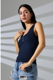 21881 KADIN LYC RİB KOMPAKT PENYE PATLI DÜĞMELİ ATLET 