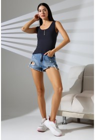 21881 KADIN LYC RİB KOMPAKT PENYE PATLI DÜĞMELİ ATLET 