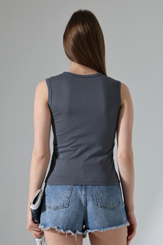 21899  KADIN DERİN V YAKA KOLSUZ LİKRASIZ RİB ATLET 