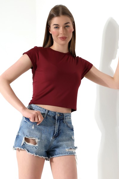 21974 KADIN  FULL LYC MİKRO  BİSİKLET YAKA TSHIRT