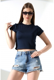 21974 KADIN  FULL LYC MİKRO  BİSİKLET YAKA TSHIRT