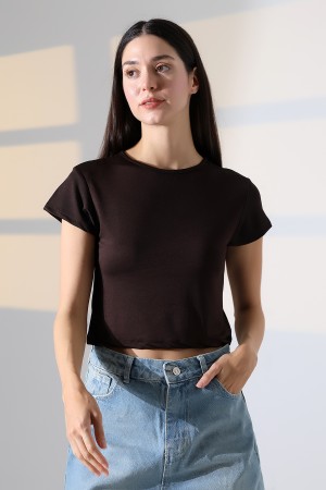 21974 KADIN  FULL LYC MİKRO  BİSİKLET YAKA TSHIRT