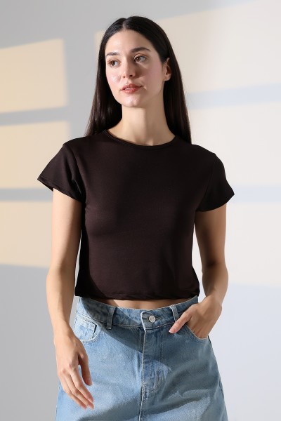 21974 KADIN  FULL LYC MİKRO  BİSİKLET YAKA TSHIRT