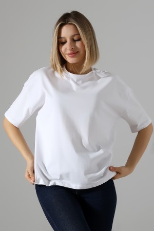 22120 KADIN 24/1 PENYE KOMPAKT GENİŞ SALAŞ KISA KOL TSHIRT