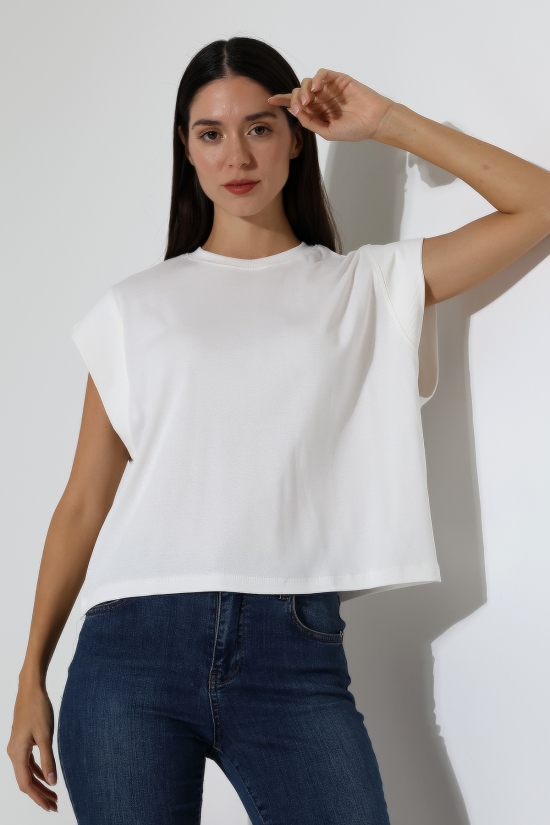 22031  KADIN PENYE COMP  RİB  KOLEVİ VE YAKASI KAŞGORSE GARNİLİ  BİSİKLET YAKA TSHIRT