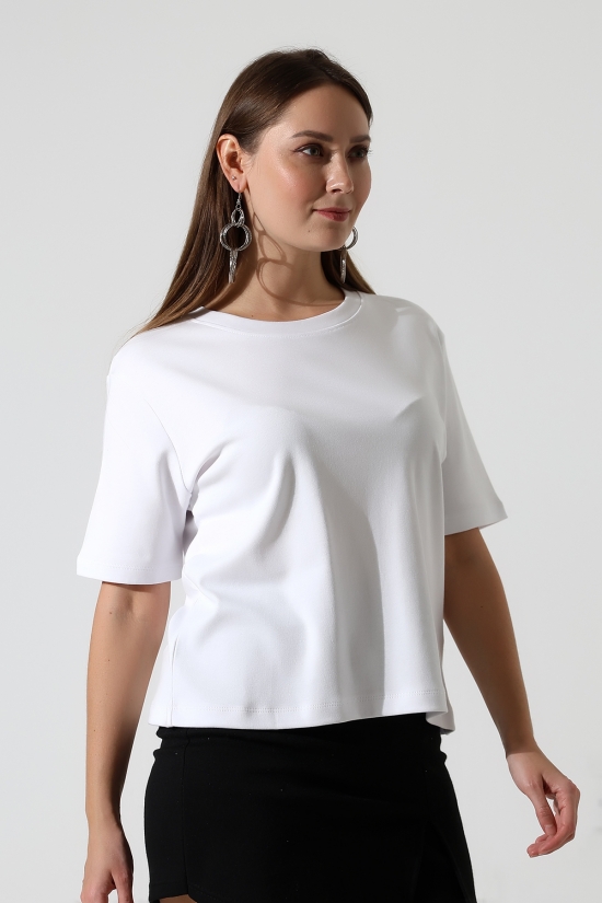 22177 KADIN İNTERLOK PENYE COMP PAMUKLU KISA KOL BİSİKLET YAKA TSHIRT