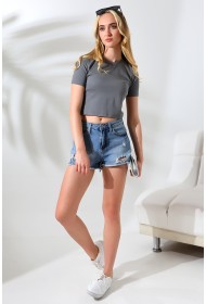 21560 KADIN PENYE COMP LİKRASIZ RİB PAMUKLU BİSİKLET YAKA CROP TSHIRT 21560 KADIN PENYE COMP LİKRASIZ RİB PAMUKLU BİSİKLET YAKA CROP TSHIRT