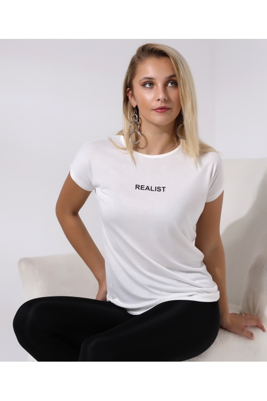 19315 REALİST BASK.BAYAN KISA KOLU BEDENDE SALAŞ VSK TSHIRT 