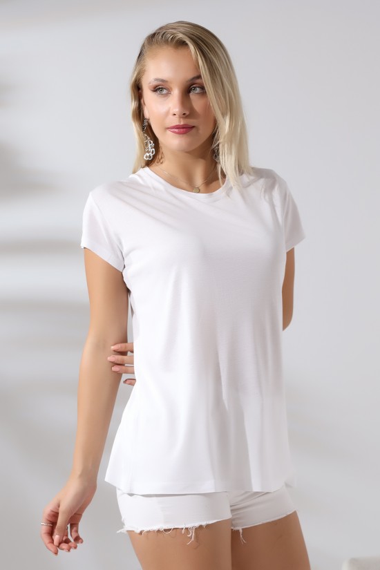 21256 KADIN KISA KOL SALAŞ BİSİKLET YAKA VSK TSHIRT