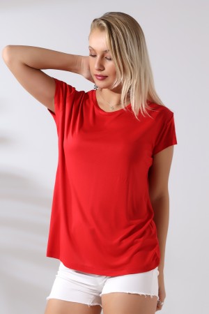 21256 KADIN KISA KOL SALAŞ BİSİKLET YAKA VSK TSHIRT